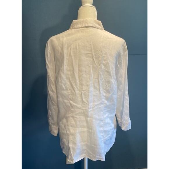 Liz‎ Claiborne Women's Size XL 100% Linen Long-Sleeve Button Up Blouse White - Picture 3 of 4